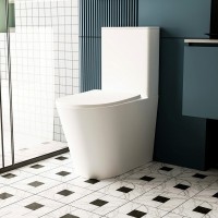 Унитаз-компакт напольный Abber Bequem AC1112TMW безободковый, с микролифтом, белый матовый