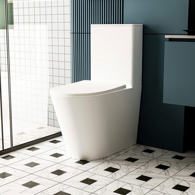 Унитаз-компакт напольный Abber Bequem AC1112TMW безободковый, с микролифтом, белый матовый