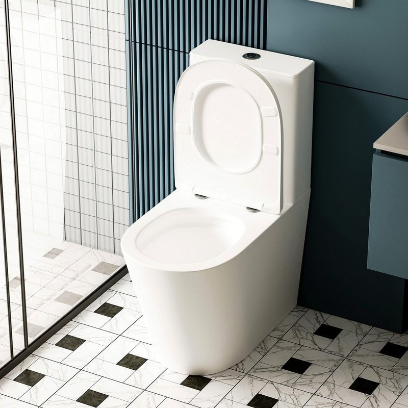 Унитаз-компакт напольный Abber Bequem AC1112TMW безободковый, с микролифтом, белый матовый