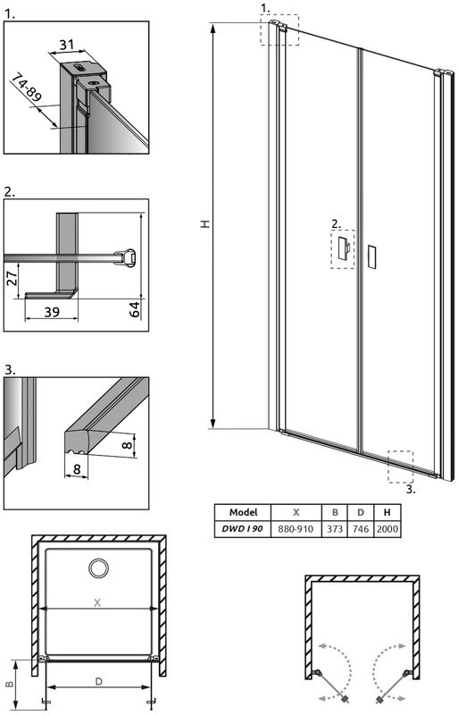 Душевая дверь в нишу Radaway Nes DWD I 90