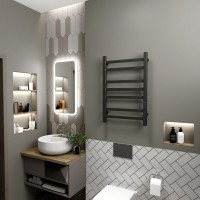 Полотенцесушитель электрический Bauedge Hotel R 50х80, матовый черный RAL9005