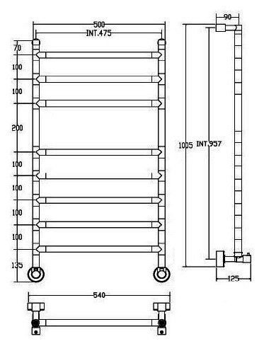 Полотенцесушитель водяной Margaroli Sole Sole 484-8 M 100x55 см, хром, лесенка, латунь, хром