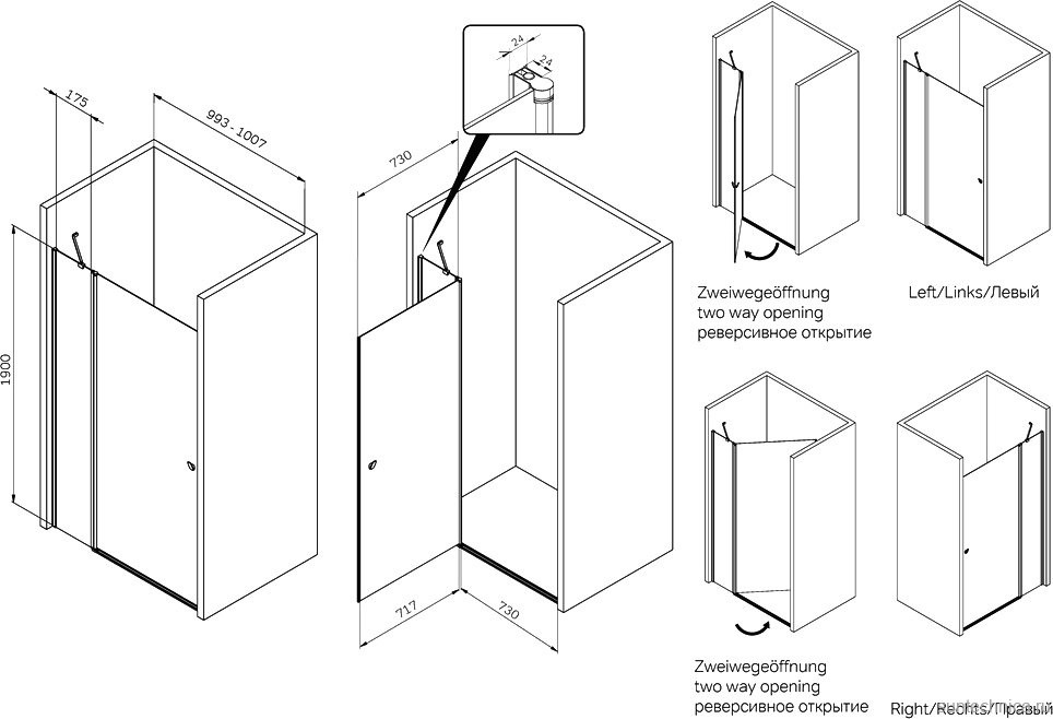 Душевая дверь в нишу AM.PM Sunny W87G-100-1P-BT 100 см