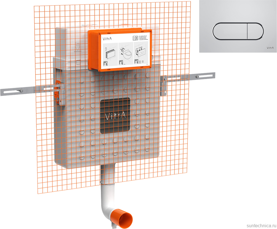 Смывной бачок скрытого монтажа VitrA V12 762-1740-01 + Кнопка смыва VitrA Root Square 740-2280 хром