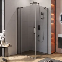 Душевой уголок Cezares Slider AH 1 100-90/100 GRIGIO GM профиль оружейная сталь, стекло серое
