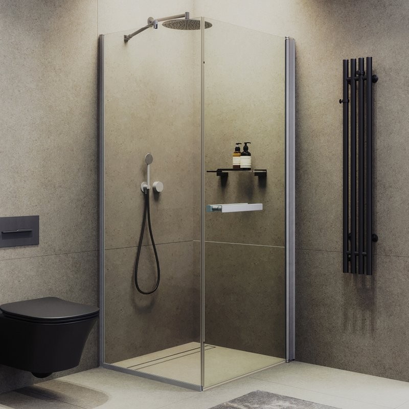 Душевой уголок Maybahglass MGY-1345-5 100х100 см, профиль матовый хром, стекло прозрачное