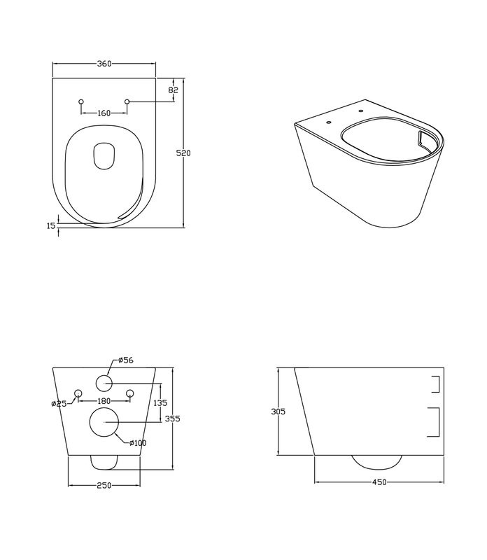 Унитаз подвесной Grossman Thin Rim GR-5604SQ глянцевый белый