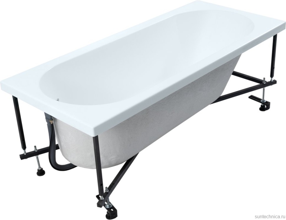 Акриловая ванна Aquanet Polly 00345459 175x80 см, пристенная, белая, с каркасом