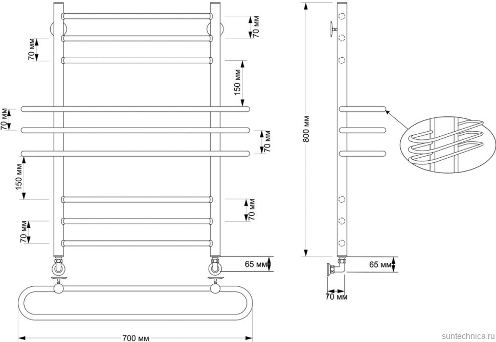 Полотенцесушитель водяной Secado Палермо 4603777477219 85x70 см, бронза, лесенка, латунь