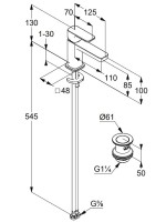 Смеситель для раковины Kludi Renon 42267N275 оружейная сталь PVD Смеситель для раковины Kludi Renon 42267N275 оружейная сталь PVD