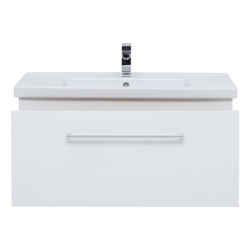 Тумба с раковиной Dreja Big Inn 100 подвесная, белый глянец