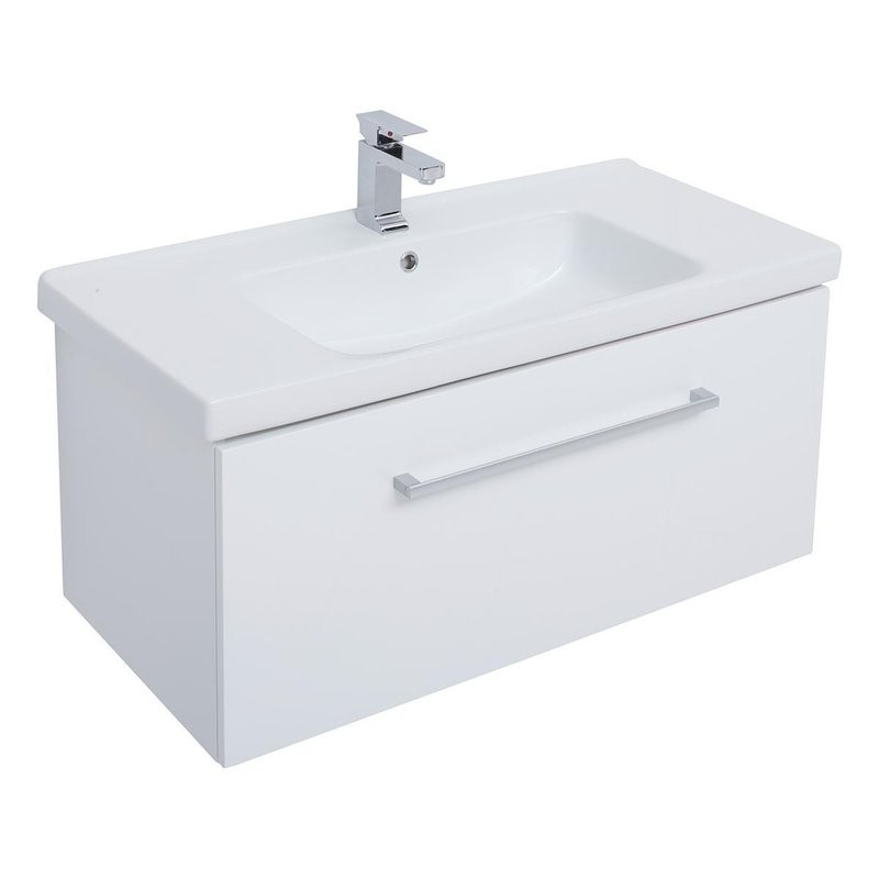 Тумба с раковиной Dreja Big Inn 100 подвесная, белый глянец