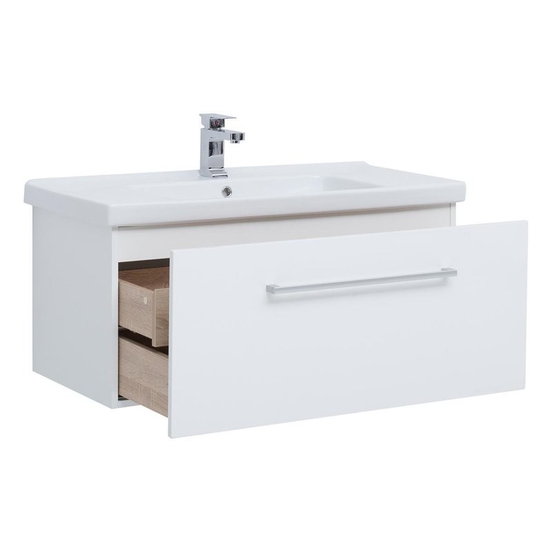 Тумба с раковиной Dreja Big Inn 100 подвесная, белый глянец