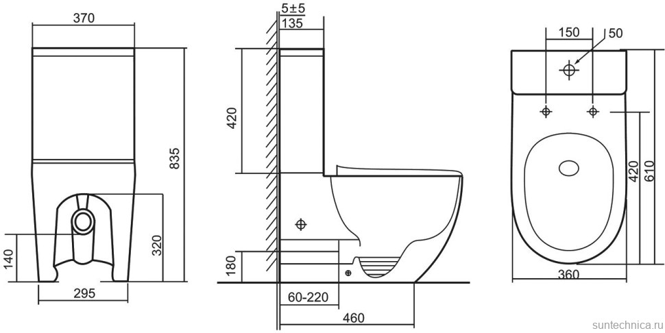Унитаз-компакт напольный Abber Bequem AC1110T безободковый, с микролифтом, белый