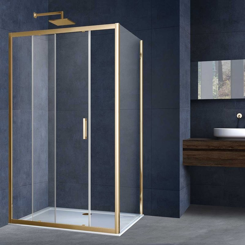 Душевой уголок Vincea Alpha VSR-3AL8011CLG 110х80, профиль брашированное золото, стекло прозрачное