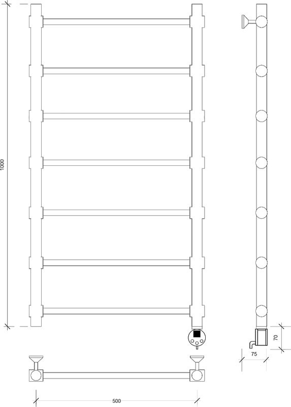 Полотенцесушитель электрический Secado Флоренция 2 100x55 см, подключение справа, глянцевый хром, лесенка
