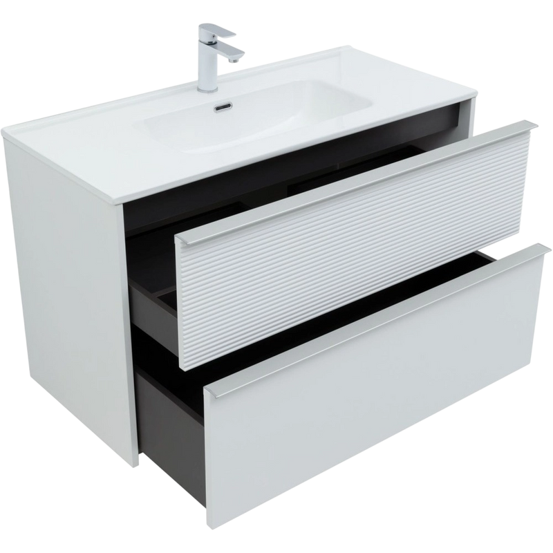 Тумба с раковиной Aquanet Вита 100 подвесная, белая матовая