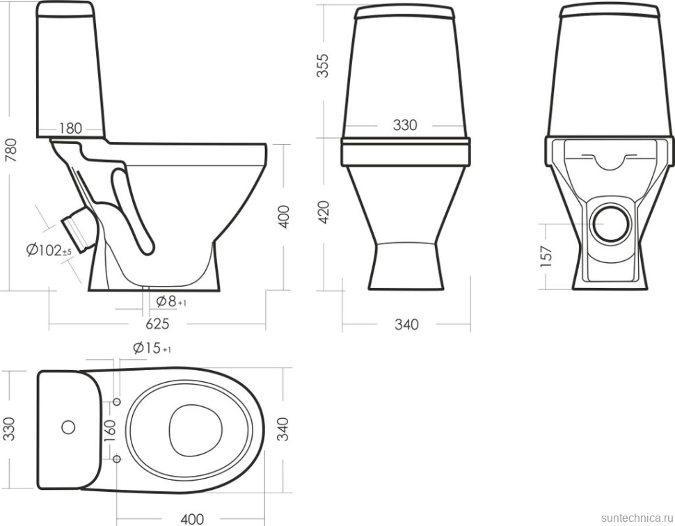 Унитаз-компакт напольный Sanita Лада комфорт глянцевый белый