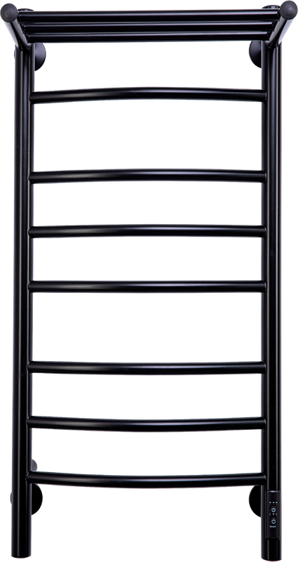 Полотенцесушитель электрический Comfysan Noumi EC-8 80x45 см, подключение справа, слева, матовый черный, лесенка, из стали, с полкой