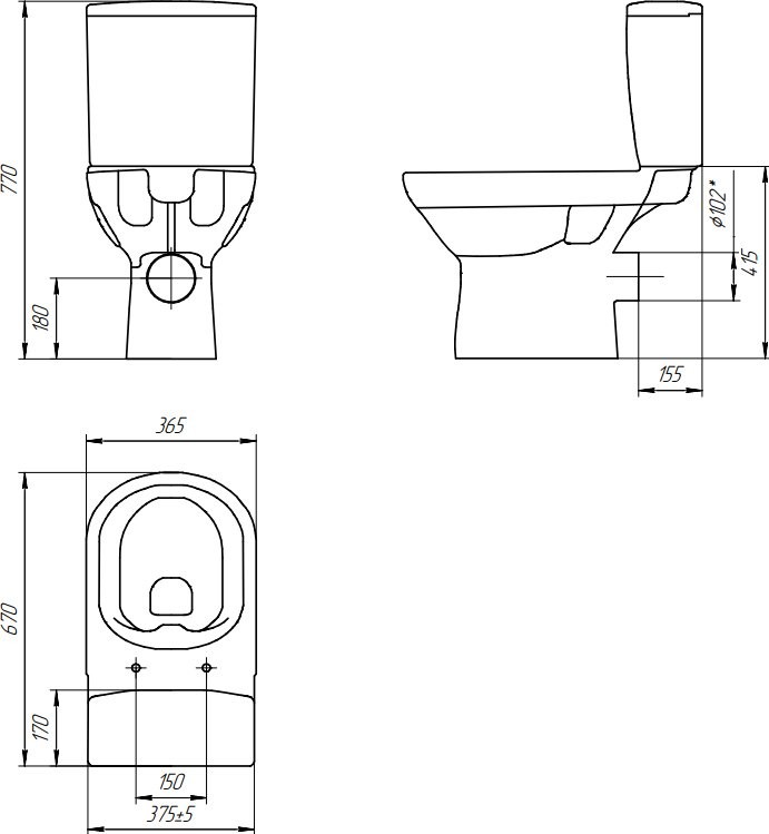 Унитаз-компакт напольный Cersanit City Clean On 011 3/5 DPL EO slim