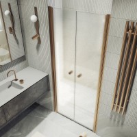 Душевая дверь в нишу Maybahglass MGD-445-2 99 см, профиль матовая бронза, стекло сатин