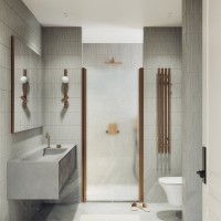Душевая дверь в нишу Maybahglass MGD-445-2 99 см, профиль матовая бронза, стекло сатин