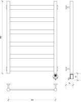 Полотенцесушитель электрический Secado Комано 2 85x55 см, подключение справа, матовый черный, лесенка