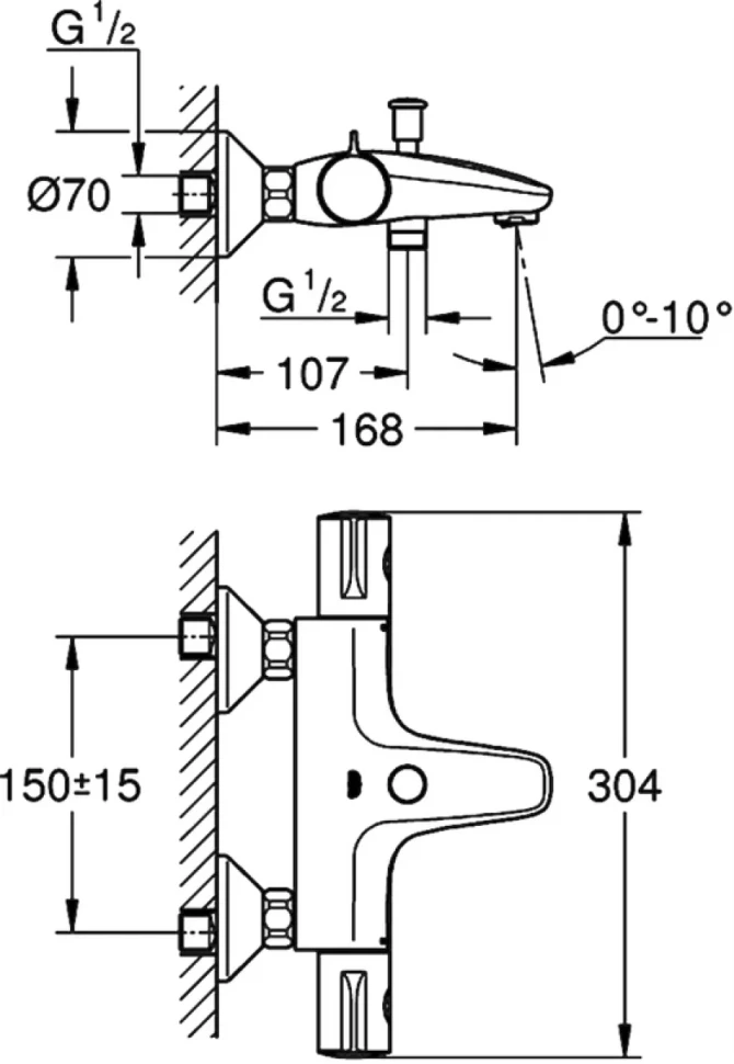 Термостатический смеситель Grohe Grohtherm 800 34576000 для ванны с душем