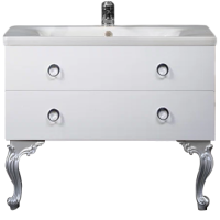 Тумба с раковиной Armadi Art NeoArt 100 white с ручками Moon хром, с ножками