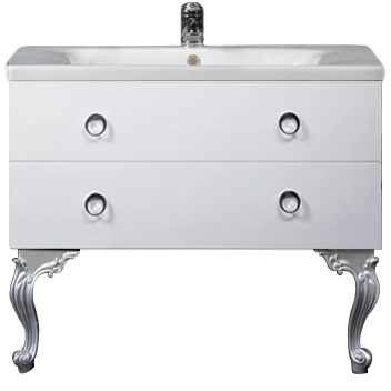 Тумба с раковиной Armadi Art NeoArt 100 white с ручками Moon хром, с ножками