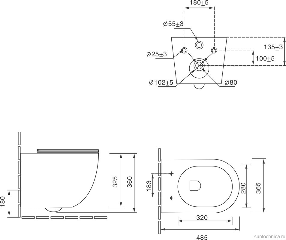 Унитаз подвесной SantiLine SL-5018MB безободковый, с микролифтом