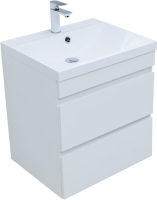 Тумба с раковиной Aquanet Нота new 60 подвесная, белая глнцевая