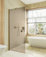 Душевая перегородка Maybahglass MGD-1353-3ш 99 см, профиль золото, стекло бронза