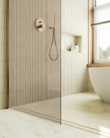 Душевая перегородка Maybahglass MGD-1353-3ш 99 см, профиль золото, стекло бронза