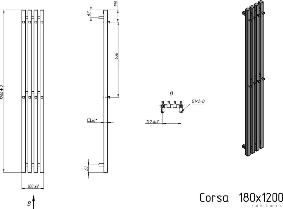 Полотенцесушитель электрический Grota Corsa 18х120