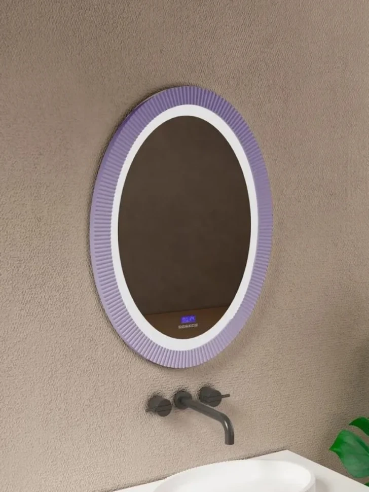 Зеркало Abber Stein AS6601Violett 60х80 см, с подсветкой, с bluetooth-плеером, фиолетовое