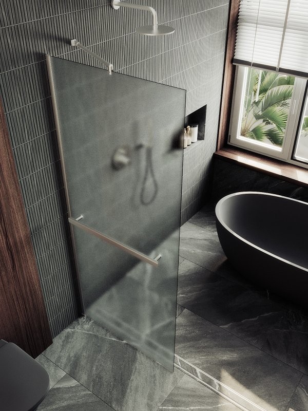 Душевая перегородка Maybahglass MGD-1463-5ш 99 см, профиль хром матовый, стекло сатин