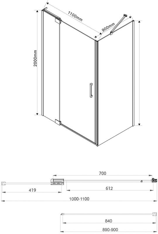 Душевой уголок Vincea Extra VSR-1E101190CL 110x90 см, профиль хром, стекло прозрачное