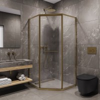 Душевой уголок Timo TTSS-100/17C-8R 100x100 см, профиль матовое золото, стекло прозрачное