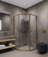 Душевой уголок Timo TTSS-100/17C-8R 100x100 см, профиль матовое золото, стекло прозрачное