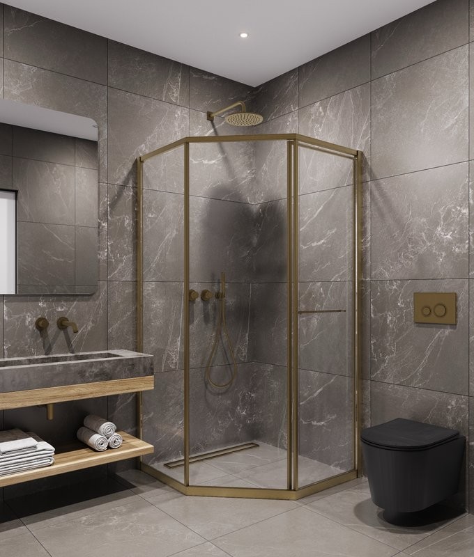 Душевой уголок Timo TTSS-100/17C-8R 100x100 см, профиль матовое золото, стекло прозрачное