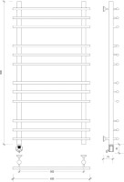 Полотенцесушитель электрический Secado Турин Плюс 100x55 см, подключение слева, матовый черный, лесенка