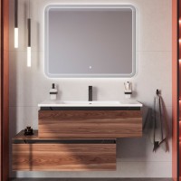 Мебель для ванной комнаты Cezares Slider 100 подвесная, 2 ящика, орех дымчатый