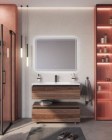 Мебель для ванной комнаты Cezares Slider 100 подвесная, 2 ящика, орех дымчатый