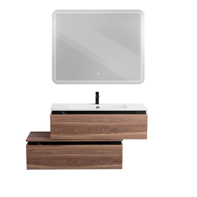 Мебель для ванной комнаты Cezares Slider 100 подвесная, 2 ящика, орех дымчатый