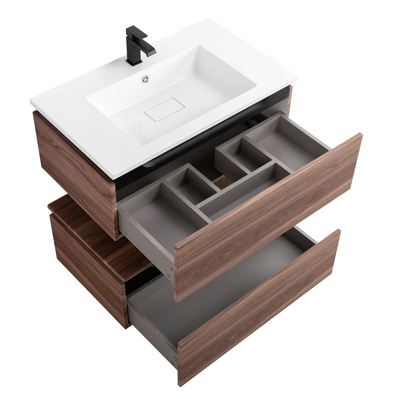 Мебель для ванной комнаты Cezares Slider 100 подвесная, 2 ящика, орех дымчатый