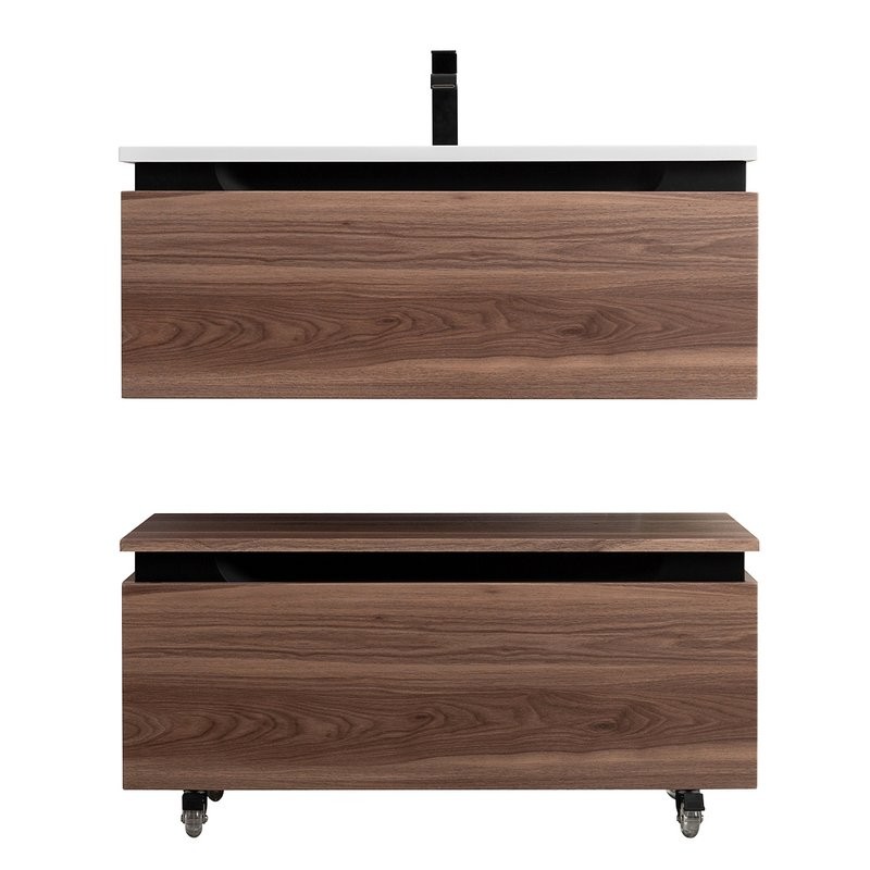 Мебель для ванной комнаты Cezares Slider 100 подвесная, 2 ящика, орех дымчатый