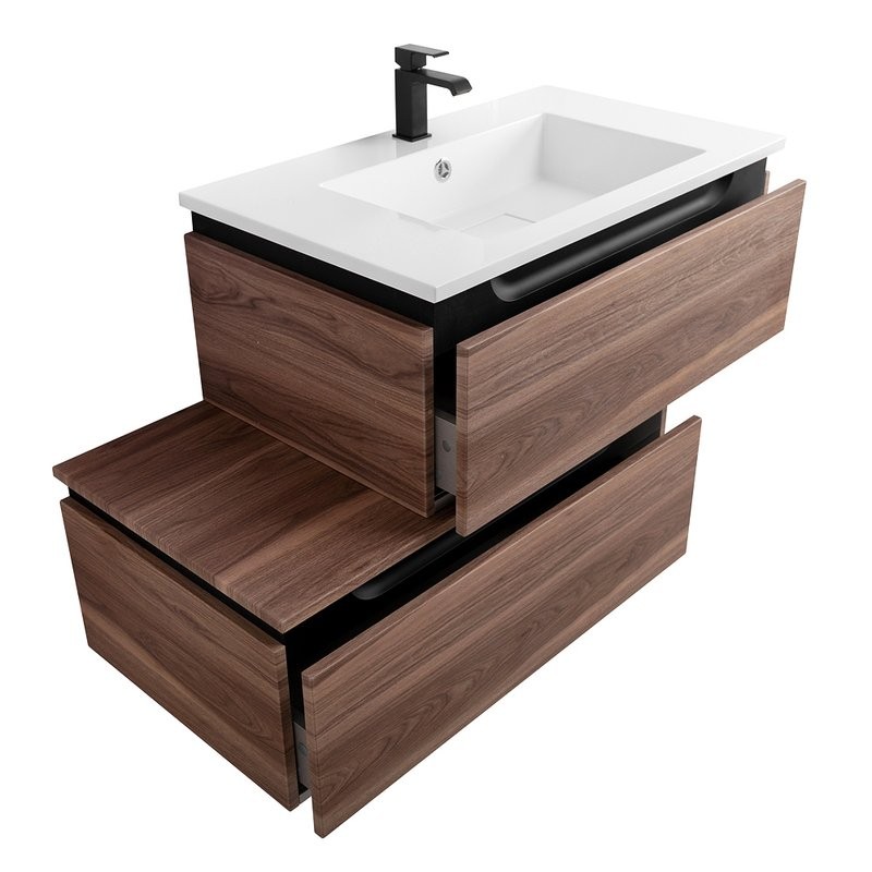 Мебель для ванной комнаты Cezares Slider 100 подвесная, 2 ящика, орех дымчатый