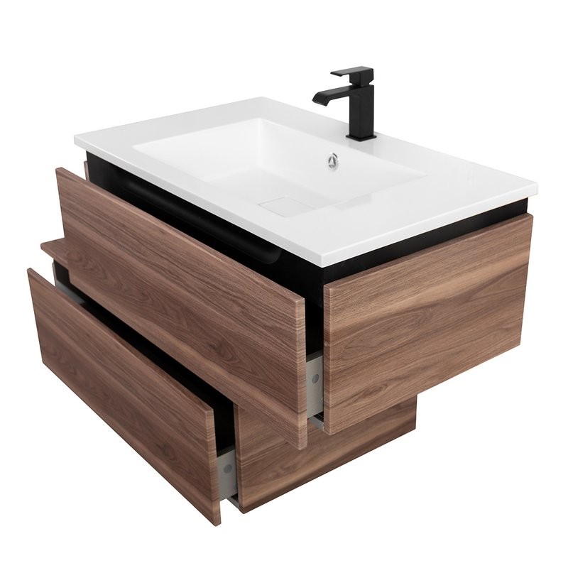 Мебель для ванной комнаты Cezares Slider 100 подвесная, 2 ящика, орех дымчатый