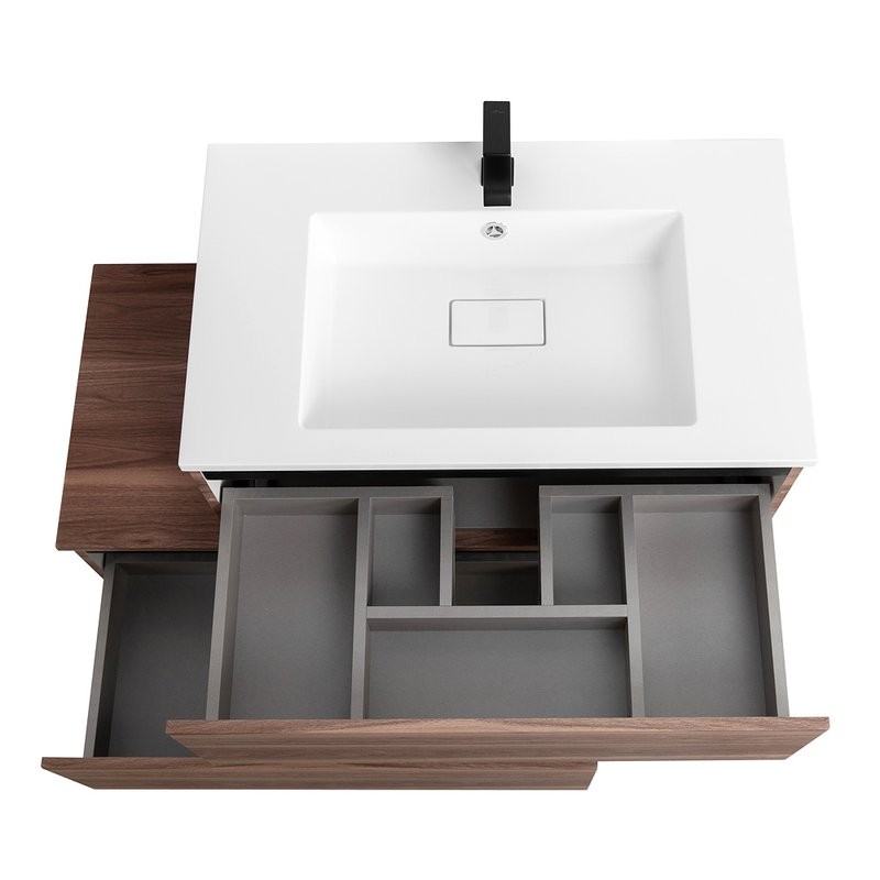 Мебель для ванной комнаты Cezares Slider 100 подвесная, 2 ящика, орех дымчатый